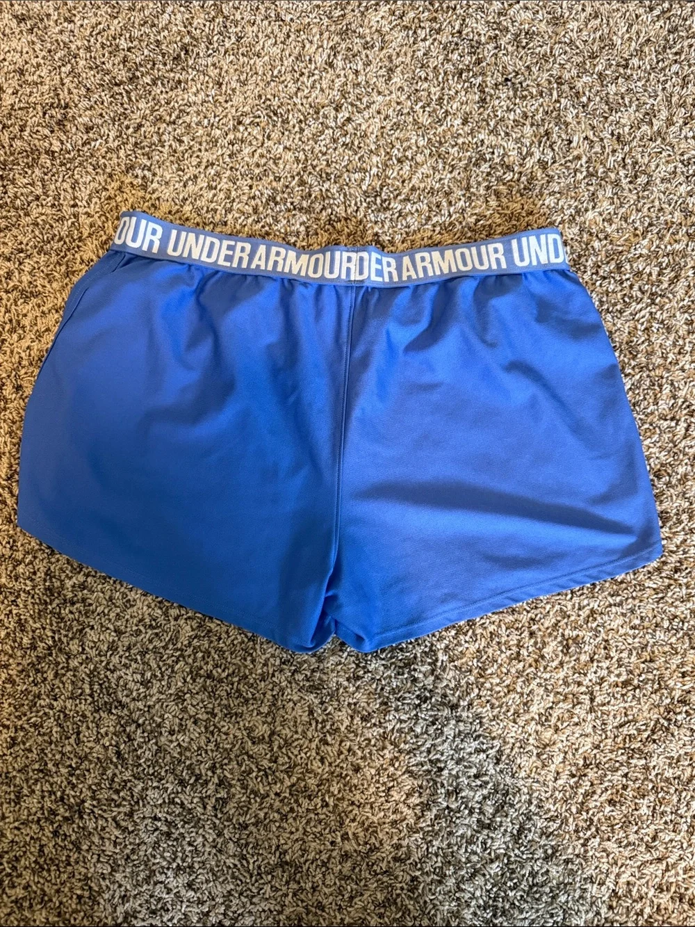Under Armour Periwinkle Women's Athletic Shorts with logo Waistband